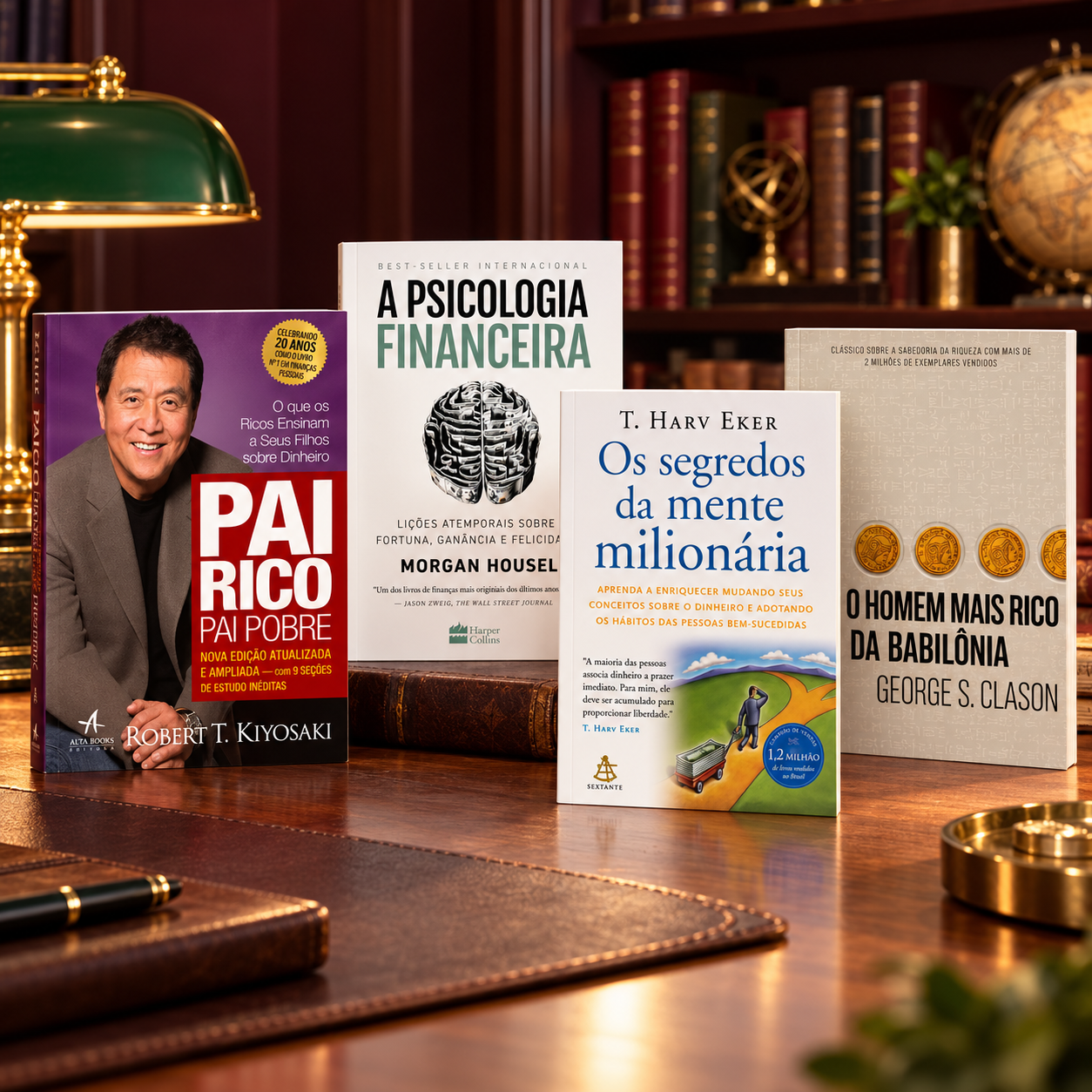 Kit com quatro livros de educação financeira